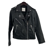 MANGO Black Leather Biker Jacket Size XS - £113.32 GBP