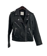 MANGO Black Leather Biker Jacket Size XS - $144.04