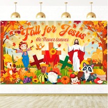 Fall For Jesus Pumpkin Thanksgiving Backdrop Banner, Large Fabric Fall For Jesus - £14.83 GBP