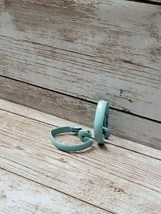 Vintage Clip On Earrings Aqua Blue Unusual Elongated Folded Hoop - £7.50 GBP