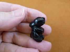 Y-BUN-504) little 1&quot; Black Onyx Bunny fufu Rabbit gemstone FIGURINE stone gem - £6.78 GBP
