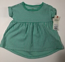 Cat &amp; Jack Newborn Girl&#39;s Green Striped Short Sleeve Top Size: 0-3 Months - £11.18 GBP