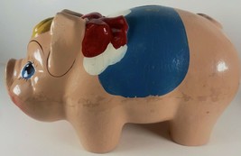 Piggy Bank VTG Molded Wood Fiber Mid Century MOD or Earlier Hand Painted... - $39.15