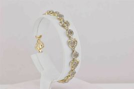 Vintage 14K Yellow Gold Finish 4CT Round Diamond Hearts Link Wedding Bracelet - £140.50 GBP