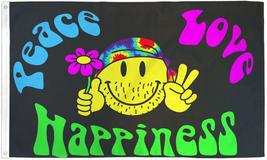 Peace Love and Happiness Flag Hippie Party Banner Sign Pennant New 3x5 - £3.83 GBP