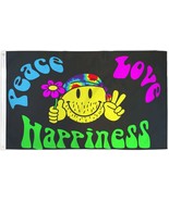 Peace Love and Happiness Flag Hippie Party Banner Sign Pennant New 3x5 - $4.88