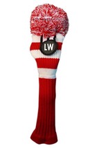 Tour Lob Wedge (LW) Hybrid Red &amp; White Golf Headcover Knit Pom Pom Head ... - $15.48