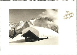 Vtg German Postcard Ein glückliches neues jahr (A Happy New Year) cabin ... - £4.16 GBP