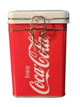 2011 Coca-Cola The Real Thing Red &amp; White Tin Canister w/ Locking Lid 6 1/2&quot; - £11.93 GBP