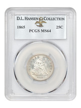 1865 25C PCGS MS64 ex: D.L. Hansen - £6,991.91 GBP