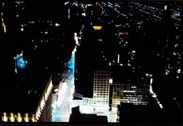 1965 Aerial Skyline Night View Sherman House Chicago Kodachrome 35mm Slide - £2.72 GBP