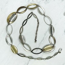 Chico’s Silver and Gold Tone Hammered Metal Long Statement Necklace - £7.77 GBP