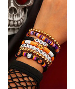 Russet Orange Playful 7pcs Halloween Beaded Bracelet Set - $5.39