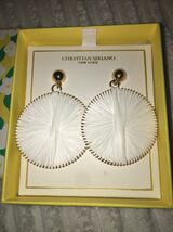 Christian Siriano gold tone white circle earrings new in box - $31.28