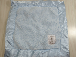 Little Giraffe Blue Plush Sherpa satin trim luxe baby security blanket 14-15" - £15.81 GBP