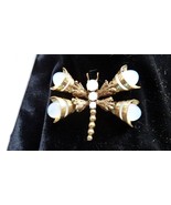 Book Piece Juliana Textured Cone Wing Dragonfly White Opal Rhinestone Br... - £219.82 GBP