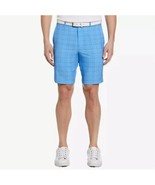 PGA Tour Mens Flat Front Vacation Plaid 9&quot; Golf Shorts - Nautical Blue-36 - $30.17 CAD