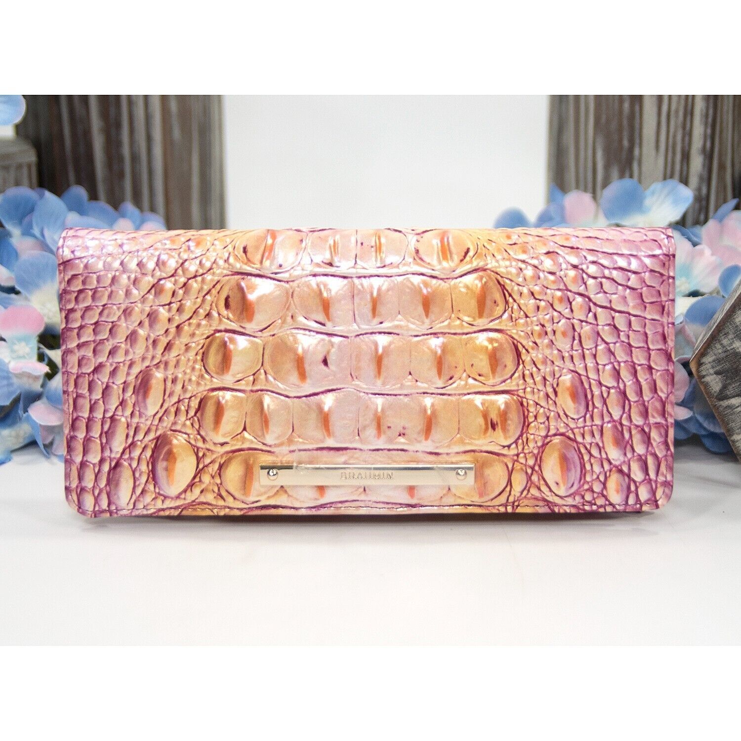 Primary image for Brahmin Grapefruit Ombre Metallic Melbourne Leather Ady Bifold Wallet NWT