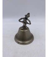 VIntage Pewter Clown Handheld Bell CLOWN SPINS LOOSE STAINLESS BASE - $11.30