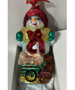 VTG Christopher Radko &#39;Farmer Frost&#39; Snowman Hay Seeds Christmas Ornamen... - $22.28