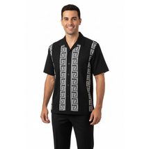 Men Silversilk 2pc walking leisure Matching Suit Italian woven knits 51011 Black image 5