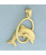 Dolphin Hoop Pendant in 14k Yellow Gold - $9,443.59 MXN