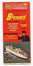MS Skyward Caribbean Brochure 1971 NCL Norwegian Caribbean Lines Victor Borge - £29.58 GBP