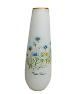 Vintage October Cosmos Blue Flower White Vase Gold Trim Made in Japan - $477.36 MXN