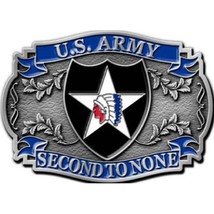 U.S. Army 2nd Infantry Division Second to None Belt Buckle 3 1/4&quot; - £14.07 GBP