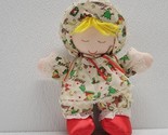 Vintage Cuddle Wit Christmas Cloth Rag Doll Plush 9&quot; Blonde Hair Red Sat... - $19.70