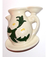 Floral Wall Pocket Pitcher Vintage 6in Daisies Unmarked Pottery Vase Flo... - £15.81 GBP