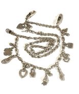 Brighton silver tone charms Necklace belt chain drop 35” - $108.68