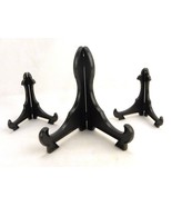 Lot of 3 Black Plastic Display Stands, 1x 6&quot;/2x 4&quot;, Plates, Frames, Phot... - $13.37 CAD