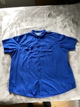 GH Bass Mens Fishing Shirt Blue 4 XL Hook &amp; Loop Pocket Closures Vented ... - $14.89