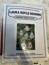 Laura Doyle Set 6 Snowmen Ornaments Counted Cross Stitch Plastic Canvas Kit - £13.42 GBP