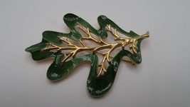 Vintage Sarah Coventry Enamel Oak Leaf Brooch 8.5cm BB11 - $26.73