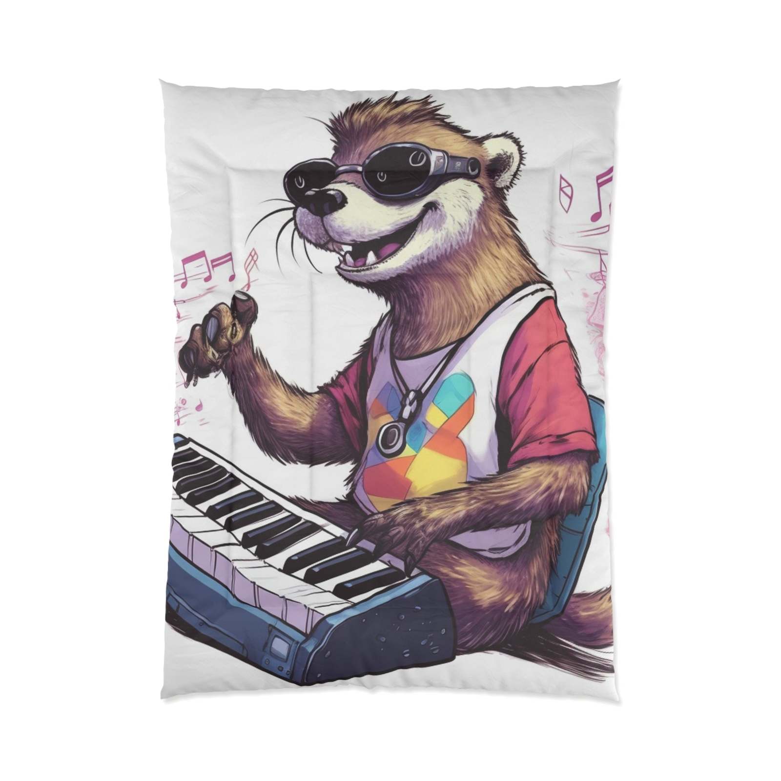 Otter Anime Cartoon Piano Keyboard Music Player Graphic Comforter