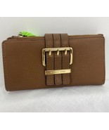 Michael Kors Gansevoort Wallet Brown Leather Wide Buckle Flap Snap W18 - £70.33 GBP