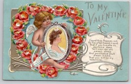 Valentine Greeting Cherub In Poppy Heart Carrying Portrait Postcard X24 - £6.35 GBP