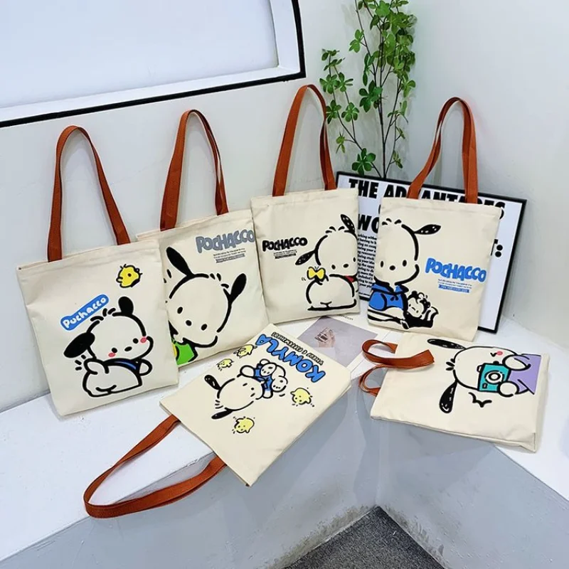 Kawaii Sanrio Cartoon Canvas Bag Girl Handbag Anime Pochacco Casual Shoulder Bag - £10.82 GBP