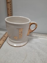 Anthropologie Monogram Initial Letter &quot;J” White Gold Coffee Mug Cup 16 oz - $7.18