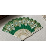 Foldable Hand Fan (Green, White &amp; Gold)16” - $13.79 CAD