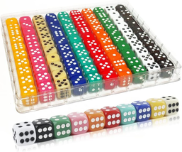 100 Pieces 16MM Dice Set, 6 Sided Standard Colored Dices with Portable Plastic B - £9.37 GBP