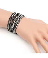 Gun Metal Tone Beaded Bracelet With Swarovski Style Crystals - $49.19 CAD