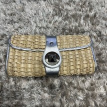 Kate Spade Wicker Clutch Bag Silver Exterior Yellow Lining Summer Purse ... - $69.20