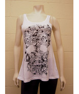 Lauren Moshi White Basic Swing Tank Vine Skull NEW- 2001-TNC-1138 - £57.13 GBP