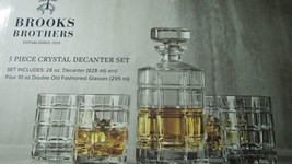 ORIGINAL BROOKS BROTHERS 5 PCS CRYSTAL DECANTER SET WITH 4 OLD FASHION G... - $198.98