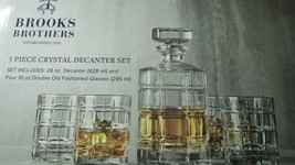 ORIGINAL BROOKS BROTHERS 5 PCS CRYSTAL DECANTER SET WITH 4 OLD FASHION G... - £159.44 GBP