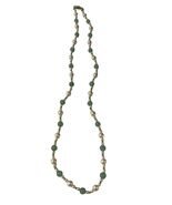 Vintage Pearl and Green Bead Necklace 28 Inch Strand Gold Tone Clasp Cla... - $25.20