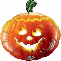 Jack O Lantern Funny Face Pumpkin Balloon Mylar Foil 30 Inch Halloween Party New - £6.38 GBP